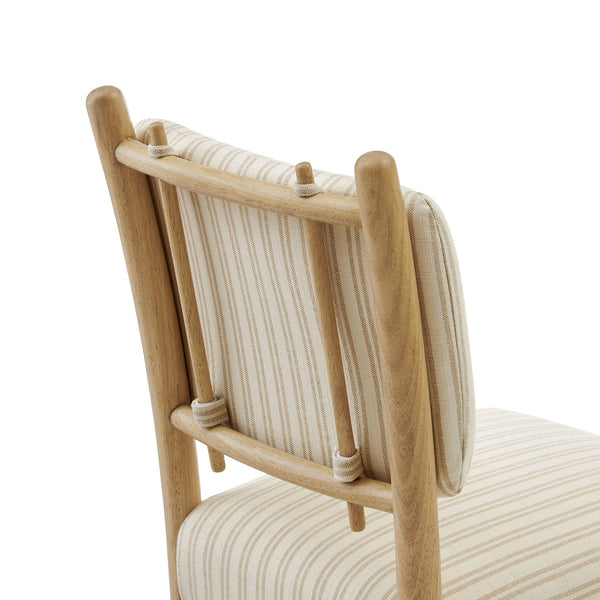 Modway Furniture Mauden Striped Upholstered Dining Chairs with Rubberwood Frame for Coastal Rooms Oatmeal EEI-7777-OAS