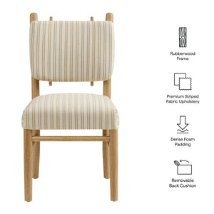 Modway Furniture Mauden Striped Upholstered Dining Chairs with Rubberwood Frame for Coastal Rooms Oatmeal EEI-7777-OAS