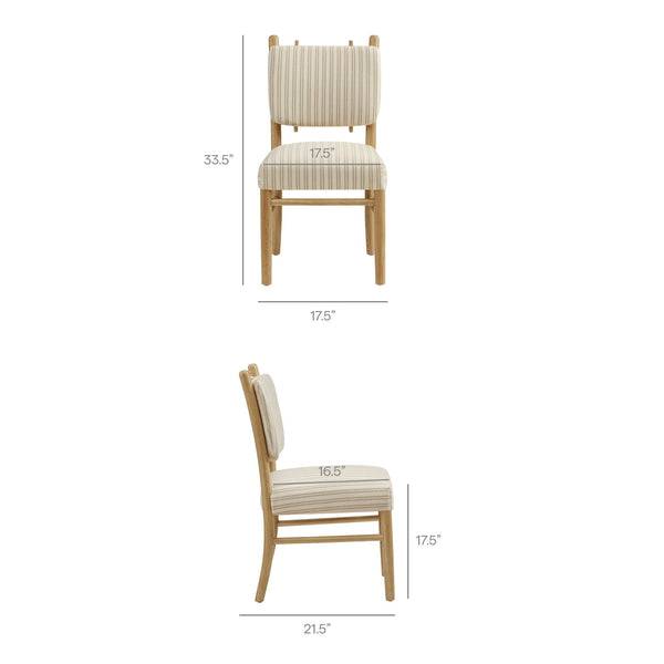 Modway Furniture Mauden Striped Upholstered Dining Chairs with Rubberwood Frame for Coastal Rooms Oatmeal EEI-7777-OAS