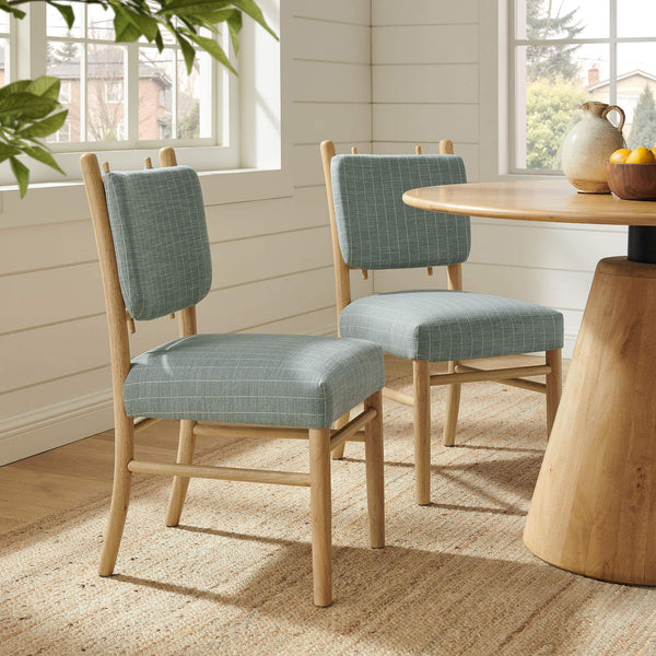 Modway Furniture Mauden Striped Upholstered Dining Chairs with Rubberwood Frame for Coastal Rooms Blue EEI-7777-SPA
