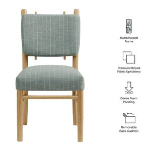 Modway Furniture Mauden Striped Upholstered Dining Chairs with Rubberwood Frame for Coastal Rooms Blue EEI-7777-SPA