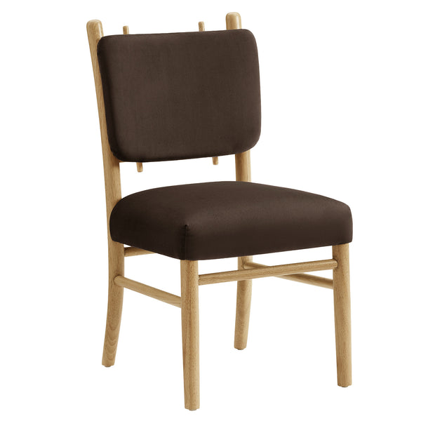 Modway Furniture Mauden Performance Velvet Dining Chairs Set with Rubberwood Frame for Coastal Rooms Chocolate Brown EEI-7778-CHB