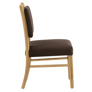 Modway Furniture Mauden Performance Velvet Dining Chairs Set with Rubberwood Frame for Coastal Rooms Chocolate Brown EEI-7778-CHB