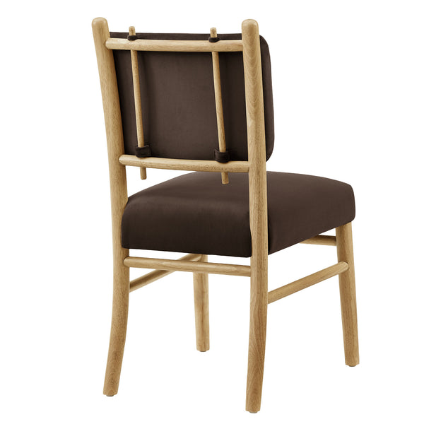 Modway Furniture Mauden Performance Velvet Dining Chairs Set with Rubberwood Frame for Coastal Rooms Chocolate Brown EEI-7778-CHB