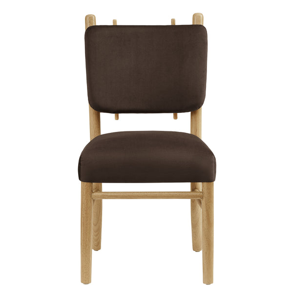 Modway Furniture Mauden Performance Velvet Dining Chairs Set with Rubberwood Frame for Coastal Rooms Chocolate Brown EEI-7778-CHB