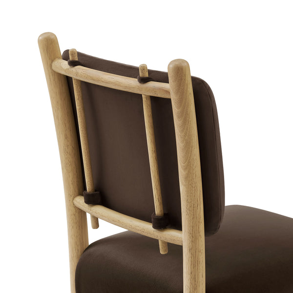 Modway Furniture Mauden Performance Velvet Dining Chairs Set with Rubberwood Frame for Coastal Rooms Chocolate Brown EEI-7778-CHB
