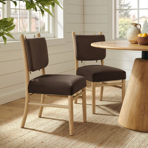 Modway Furniture Mauden Performance Velvet Dining Chairs Set with Rubberwood Frame for Coastal Rooms Chocolate Brown EEI-7778-CHB