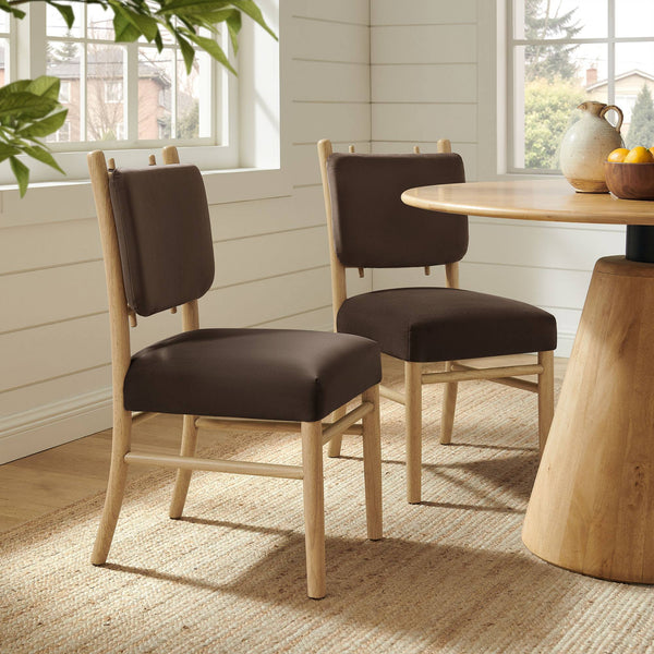 Modway Furniture Mauden Performance Velvet Dining Chairs Set with Rubberwood Frame for Coastal Rooms Chocolate Brown EEI-7778-CHB