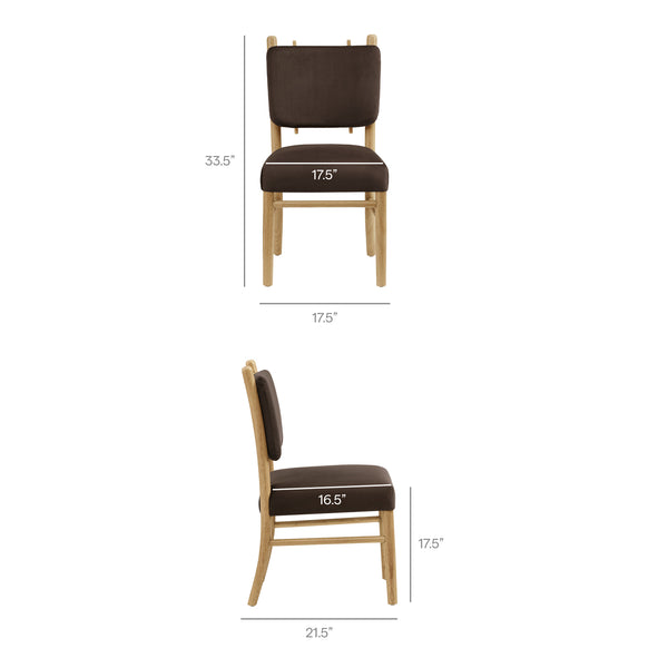 Modway Furniture Mauden Performance Velvet Dining Chairs Set with Rubberwood Frame for Coastal Rooms Chocolate Brown EEI-7778-CHB