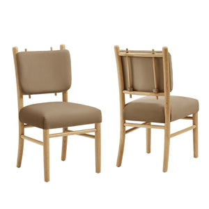 Modway Furniture Mauden Performance Velvet Dining Chairs Set with Rubberwood Frame for Coastal Rooms Taupe EEI-7778-TAU