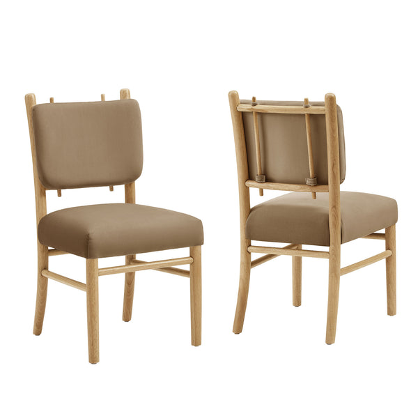 Modway Furniture Mauden Performance Velvet Dining Chairs Set with Rubberwood Frame for Coastal Rooms Taupe EEI-7778-TAU