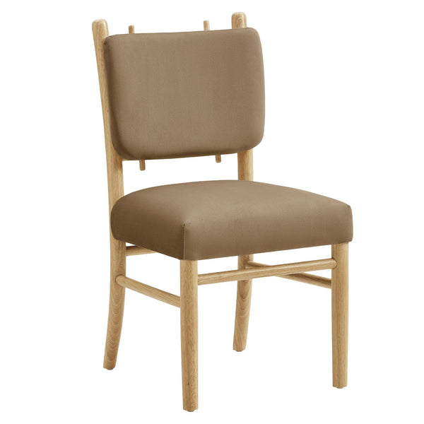 Modway Furniture Mauden Performance Velvet Dining Chairs Set with Rubberwood Frame for Coastal Rooms Taupe EEI-7778-TAU