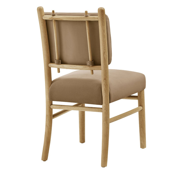 Modway Furniture Mauden Performance Velvet Dining Chairs Set with Rubberwood Frame for Coastal Rooms Taupe EEI-7778-TAU