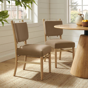 Modway Furniture Mauden Performance Velvet Dining Chairs Set with Rubberwood Frame for Coastal Rooms Taupe EEI-7778-TAU