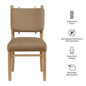Modway Furniture Mauden Performance Velvet Dining Chairs Set with Rubberwood Frame for Coastal Rooms Taupe EEI-7778-TAU