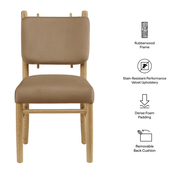 Modway Furniture Mauden Performance Velvet Dining Chairs Set with Rubberwood Frame for Coastal Rooms Taupe EEI-7778-TAU
