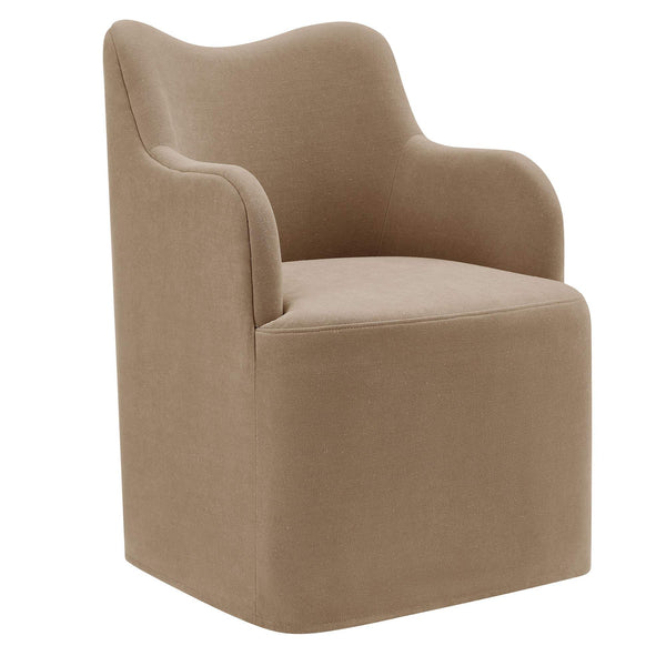 Modway Furniture Cordelle Modway Linen Blend Swivel Dining Chair with Sculptural Curved Back for Modern Spaces Brown EEI-7779-ALM
