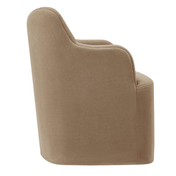 Modway Furniture Cordelle Modway Linen Blend Swivel Dining Chair with Sculptural Curved Back for Modern Spaces Brown EEI-7779-ALM