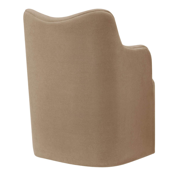Modway Furniture Cordelle Modway Linen Blend Swivel Dining Chair with Sculptural Curved Back for Modern Spaces Brown EEI-7779-ALM