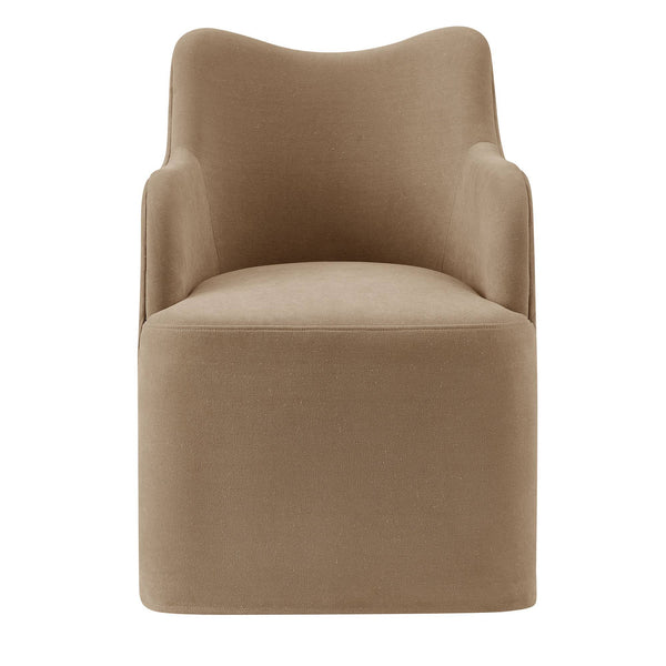 Modway Furniture Cordelle Modway Linen Blend Swivel Dining Chair with Sculptural Curved Back for Modern Spaces Brown EEI-7779-ALM