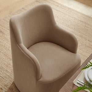 Modway Furniture Cordelle Modway Linen Blend Swivel Dining Chair with Sculptural Curved Back for Modern Spaces Brown EEI-7779-ALM