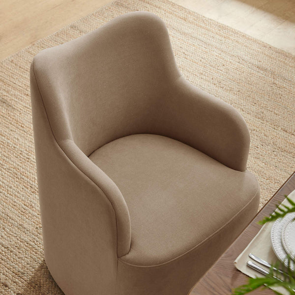 Modway Furniture Cordelle Modway Linen Blend Swivel Dining Chair with Sculptural Curved Back for Modern Spaces Brown EEI-7779-ALM
