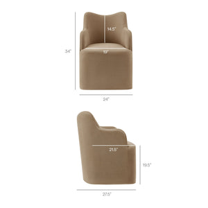 Modway Furniture Cordelle Modway Linen Blend Swivel Dining Chair with Sculptural Curved Back for Modern Spaces Brown EEI-7779-ALM