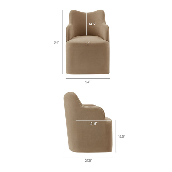 Modway Furniture Cordelle Modway Linen Blend Swivel Dining Chair with Sculptural Curved Back for Modern Spaces Brown EEI-7779-ALM
