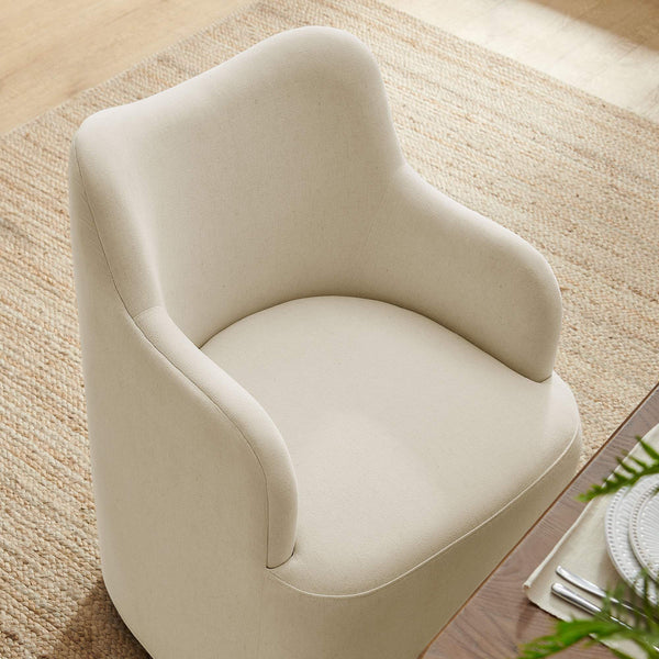 Modway Furniture Cordelle Modway Linen Blend Swivel Dining Chair with Sculptural Curved Back for Modern Spaces Gray EEI-7779-LIN