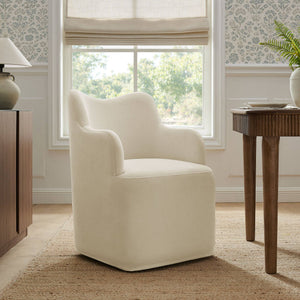 Modway Furniture Cordelle Modway Linen Blend Swivel Dining Chair with Sculptural Curved Back for Modern Spaces Gray EEI-7779-LIN