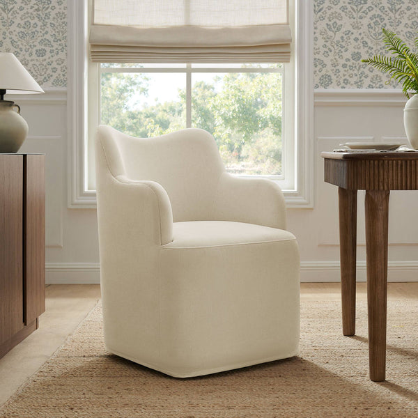 Modway Furniture Cordelle Modway Linen Blend Swivel Dining Chair with Sculptural Curved Back for Modern Spaces Gray EEI-7779-LIN