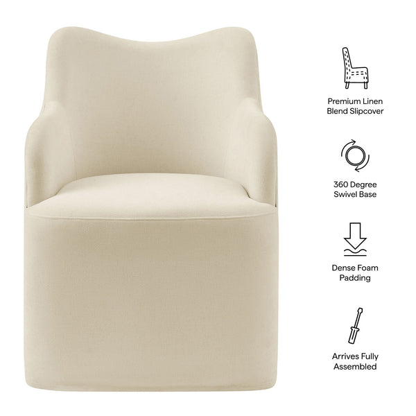 Modway Furniture Cordelle Modway Linen Blend Swivel Dining Chair with Sculptural Curved Back for Modern Spaces Gray EEI-7779-LIN