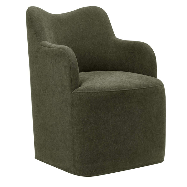 Modway Furniture Cordelle Modway Linen Blend Swivel Dining Chair with Sculptural Curved Back for Modern Spaces Green EEI-7779-SGE
