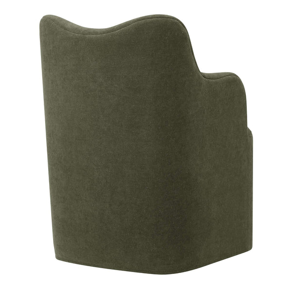 Modway Furniture Cordelle Modway Linen Blend Swivel Dining Chair with Sculptural Curved Back for Modern Spaces Green EEI-7779-SGE