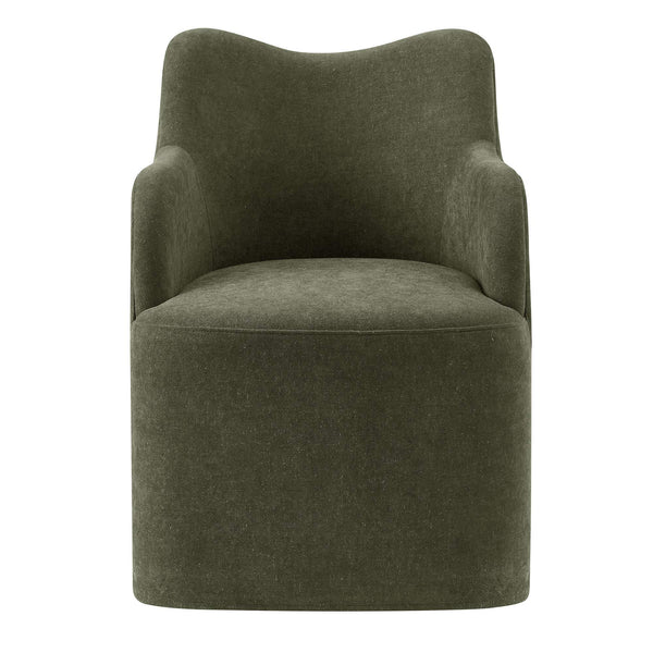 Modway Furniture Cordelle Modway Linen Blend Swivel Dining Chair with Sculptural Curved Back for Modern Spaces Green EEI-7779-SGE