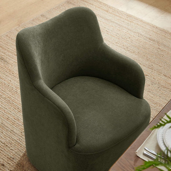 Modway Furniture Cordelle Modway Linen Blend Swivel Dining Chair with Sculptural Curved Back for Modern Spaces Green EEI-7779-SGE