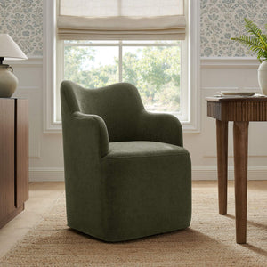Modway Furniture Cordelle Modway Linen Blend Swivel Dining Chair with Sculptural Curved Back for Modern Spaces Green EEI-7779-SGE