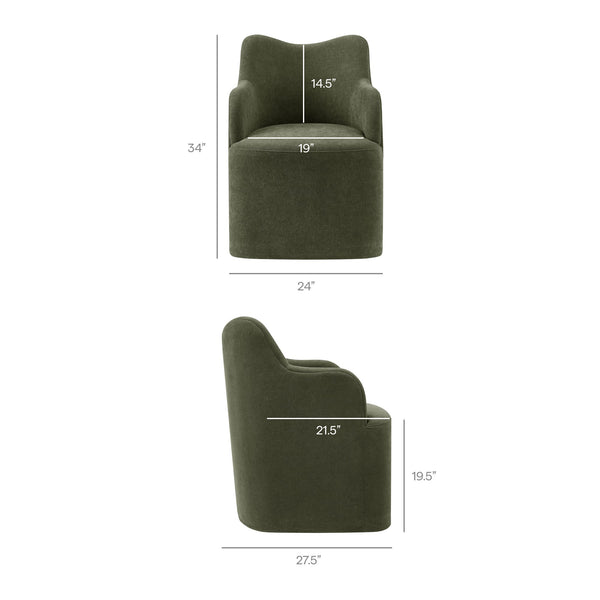 Modway Furniture Cordelle Modway Linen Blend Swivel Dining Chair with Sculptural Curved Back for Modern Spaces Green EEI-7779-SGE
