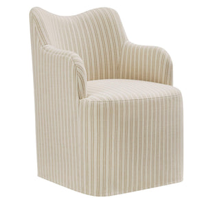 Modway Furniture Cordelle Modway Striped Linen Blend Swivel Dining Chair for Farmhouse or Coastal Rooms Oatmeal EEI-7780-OAS