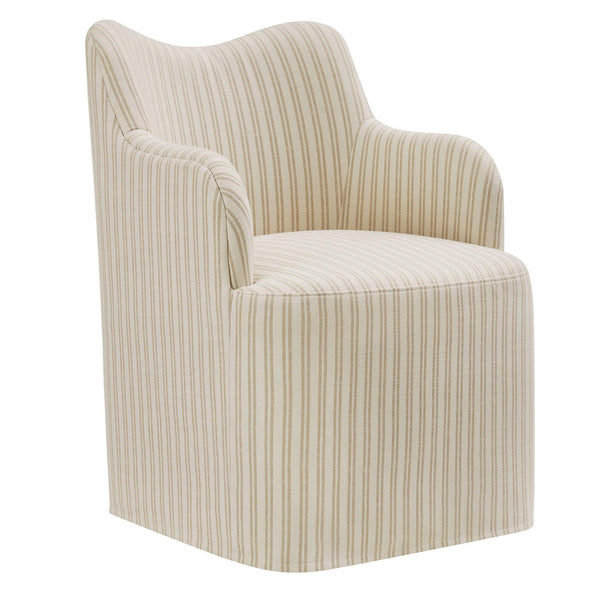 Modway Furniture Cordelle Modway Striped Linen Blend Swivel Dining Chair for Farmhouse or Coastal Rooms Oatmeal EEI-7780-OAS