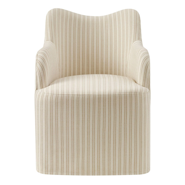 Modway Furniture Cordelle Modway Striped Linen Blend Swivel Dining Chair for Farmhouse or Coastal Rooms Oatmeal EEI-7780-OAS