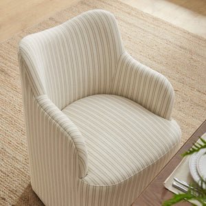 Modway Furniture Cordelle Modway Striped Linen Blend Swivel Dining Chair for Farmhouse or Coastal Rooms Oatmeal EEI-7780-OAS