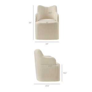 Modway Furniture Cordelle Modway Striped Linen Blend Swivel Dining Chair for Farmhouse or Coastal Rooms Oatmeal EEI-7780-OAS