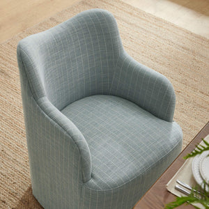 Modway Furniture Cordelle Modway Striped Linen Blend Swivel Dining Chair for Farmhouse or Coastal Rooms Blue EEI-7780-SPA