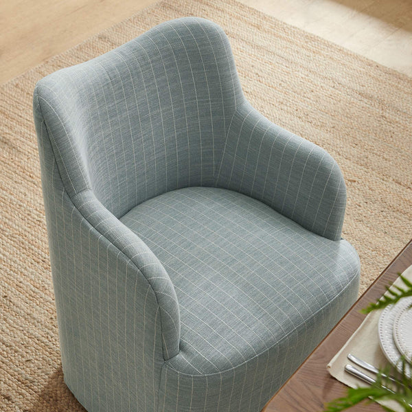 Modway Furniture Cordelle Modway Striped Linen Blend Swivel Dining Chair for Farmhouse or Coastal Rooms Blue EEI-7780-SPA