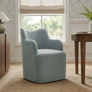 Modway Furniture Cordelle Modway Striped Linen Blend Swivel Dining Chair for Farmhouse or Coastal Rooms Blue EEI-7780-SPA