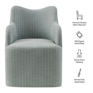Modway Furniture Cordelle Modway Striped Linen Blend Swivel Dining Chair for Farmhouse or Coastal Rooms Blue EEI-7780-SPA