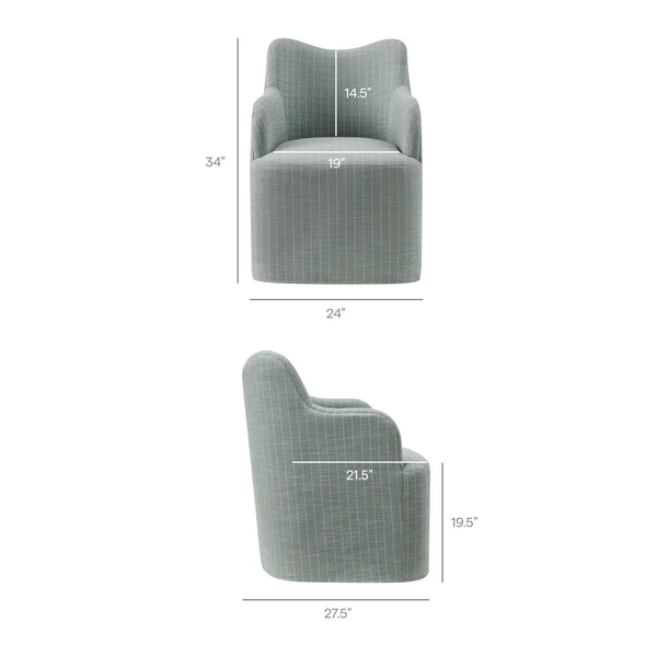 Modway Furniture Cordelle Modway Striped Linen Blend Swivel Dining Chair for Farmhouse or Coastal Rooms Blue EEI-7780-SPA