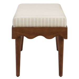 Modway Furniture Mirette Sculptural Wood Bench with Striped Cushion for Bedroom or Entryway Styling Oatmeal EEI-7781-OAS