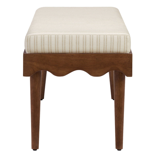 Modway Furniture Mirette Sculptural Wood Bench with Striped Cushion for Bedroom or Entryway Styling Oatmeal EEI-7781-OAS